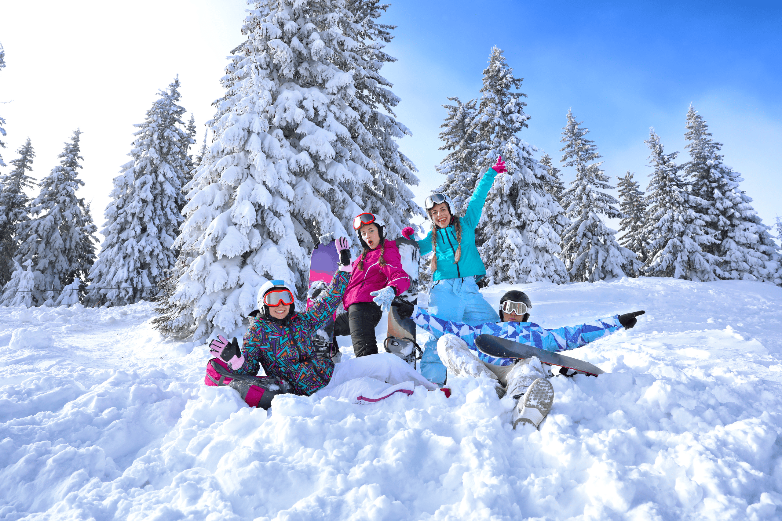 picture with group of people from French alps ski resort